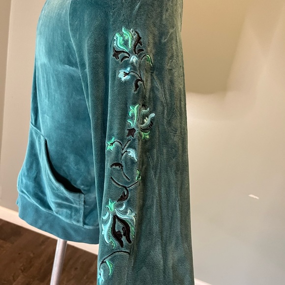 Womans Medium Velvet Zip Up Hoodie Y2K - Picture 4 of 9